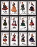 Regional Costumes: Women From Alava, Barcelona, Caceres, Etc. - Complete Set of 12 Different