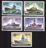 World War II Warships: Submarine, Minelayer, Cruiser, Etc. - Complete Set of 5 Different