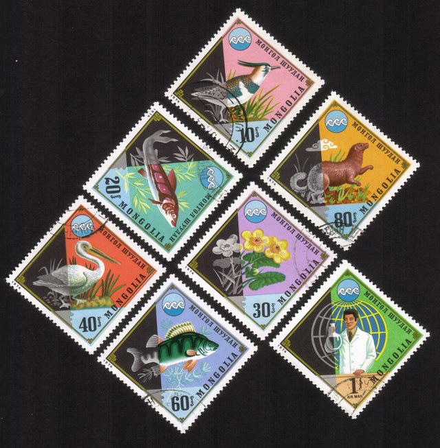 Water & Nature Protection: Mink, Pelicans Etc. - Complete Set of 7 Different (Diamond Shaped)