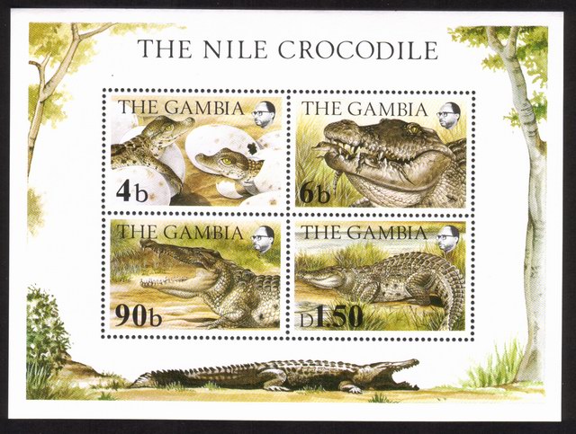 Nile Crocodile: Souvenir Sheet- Complete Set of 4 Different Designs