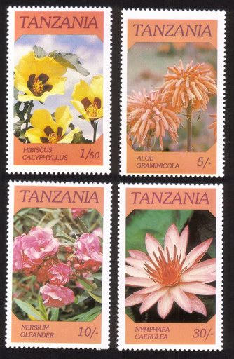 Indigenous Flowers: Hibiscus, Aloe, Etc. - Complete Set of 4 Different