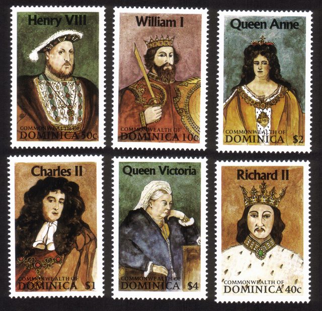 British Royalty: William I, Queen Victoria, QueenAnne, Henry VIII, Etc. Complete Set of 6 Diff.