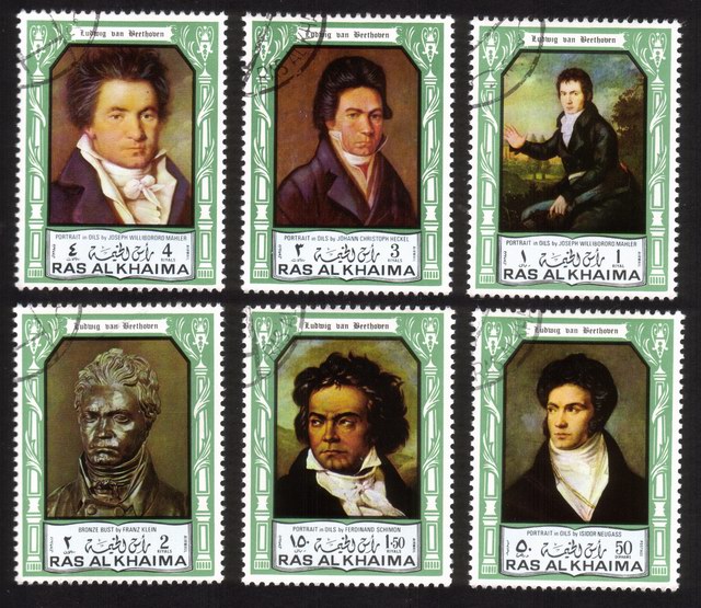 Beethoven Portraits & Bronze Bust - Complete Set of 6 Different