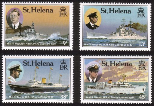 British Ships & Portraits: Prince Andrew, Prince Philip & Vessels, Etc Complete Set of 4 Different