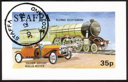 Transportation: Flying Scotsman Train & Silver Ghost Rolls-Royce Car - Mini Souvenir Sheet