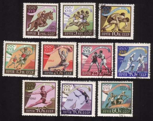 Olympic Games (Rome 1960): Wrestling, Fencing, Steeplechase, Etc. - Complete Set of 10 Different