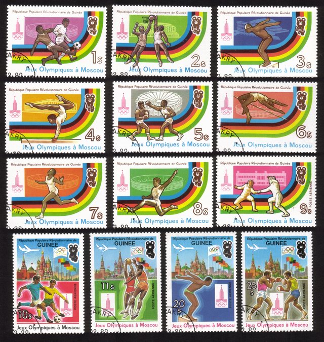 Summer Olympic Games (1980 Moscow): Soccer, Pole Vault, Etc. - Complete Set of 13 Different