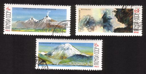 Kamchatka Volcanoes: Klyuchevskaya Sopka, Karumski, Etc. - Complete Set of 3 Different