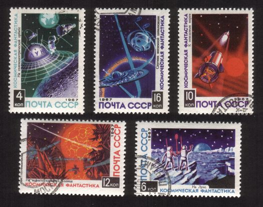 Science Fiction: Moon Explorers, Rocket Flying To Stars, Etc. - Complete Set of 5 Different