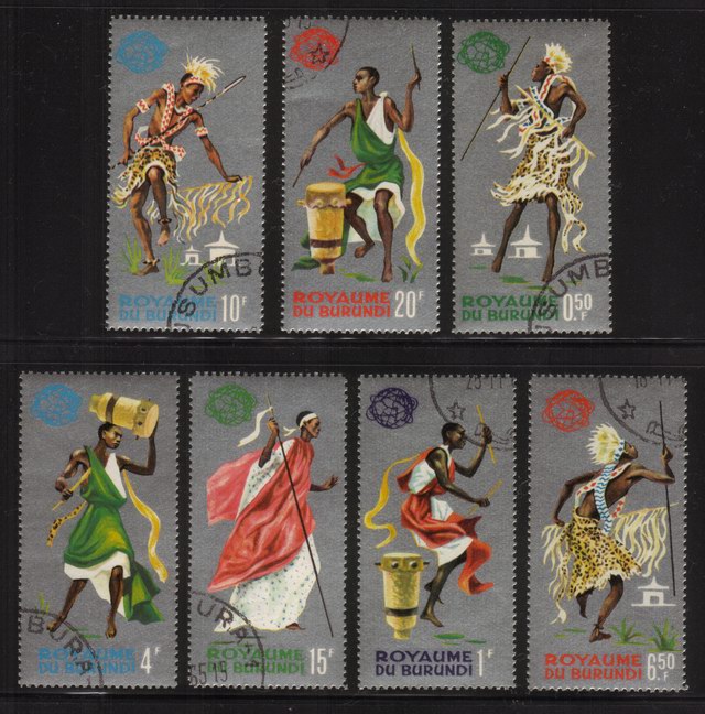 Native Dancers & Drummers (1965 - Silver Colored Background): Complete Set of 7 Different