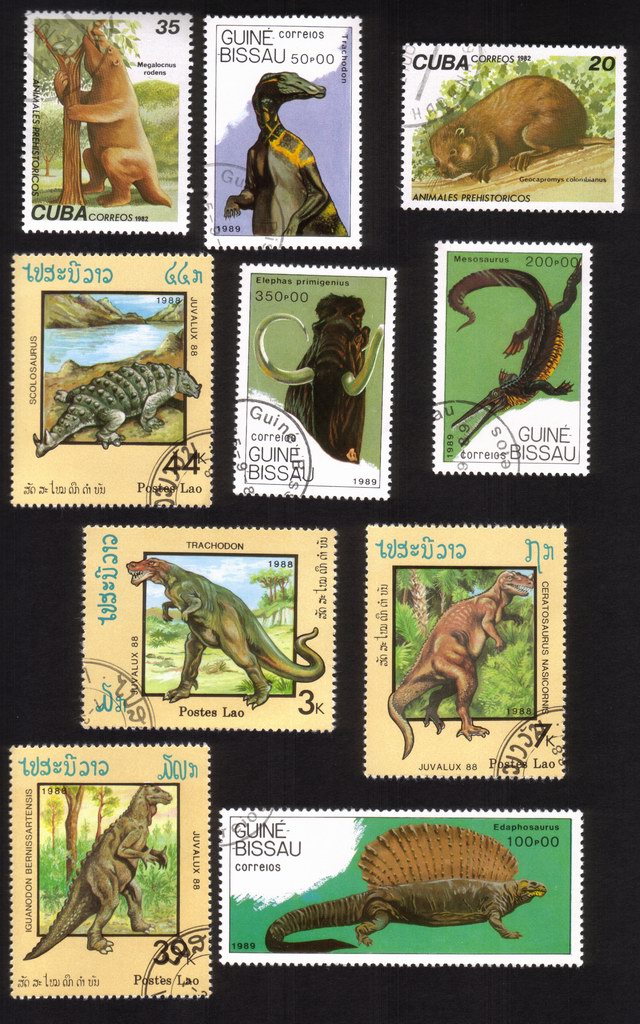 Dinosaurs, Prehistoric Creatures, Fauna and Flora - 10 Different Stamps