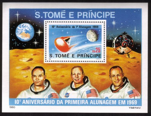 Command Module During Re-Entry: Souvenir Sheet - 10th Anniversary of The Moon Landing