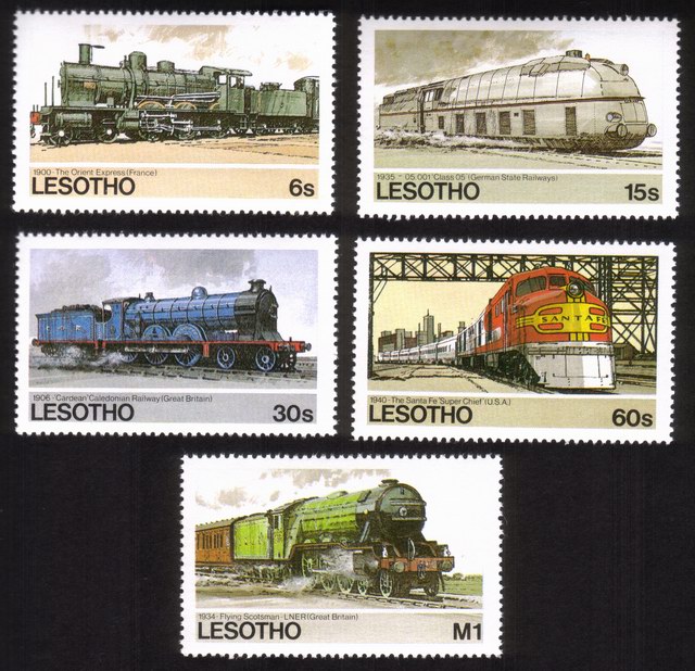 Trains: Orient Express, Santa Fe Super Chief, Flying Scotsman, Etc. - Complete Set of 5 Diff.