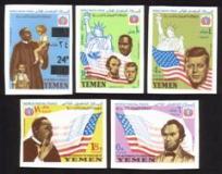 Famous People: King, Kennedy, Lincoln - Complete Set of 5 Different Imperforate Stamps