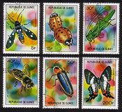 Various Insects: Ladybugs, Honey Bee, Locust, Etc. - Very Colorful Complete Set of 6 Different