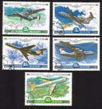 Various Aeroflot Airplanes: AH-28, IL86 Jetliner, Etc. - Complete Set of 5 Different Airmails