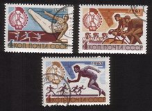8th Trade Union Spartacist Games (1965): Relay Race, Gymnast, Etc. - Complete Set of 3 Different
