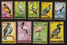 Birds: Lesser Flamingo, African Peacock, Bee Eater, Etc - Complete Set of 9 Different Airmails