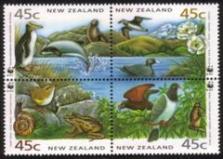 Wildlife Species Unique To New Zealand: Complete
Set in a Block of 4 Different