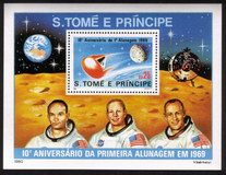 Command Module During Re-Entry: Souvenir Sheet - 10th Anniversary of The Moon Landing
