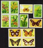 Butterflies and Flowers (Includes 2 Blocks of 4) Complete Set of 12 Different